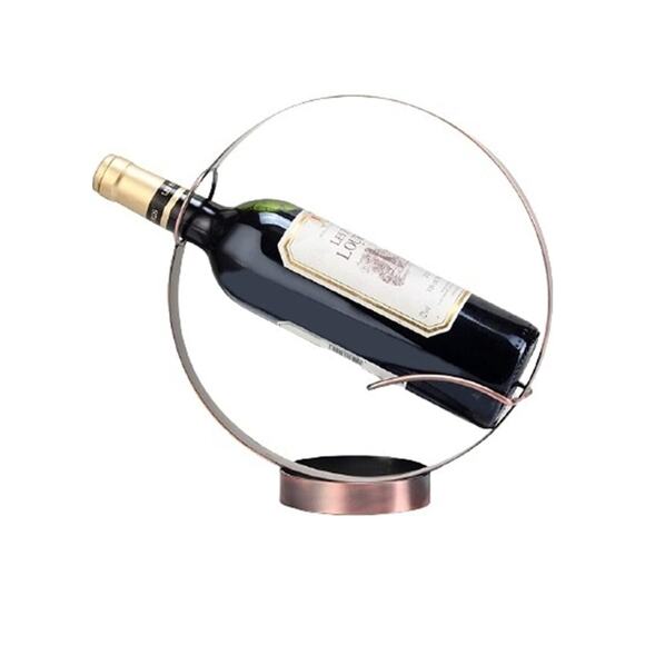 Modern Simple Circle Ring Tabletop Display Wine Rack Bottle Holder, Gold - Picture 9 of 10